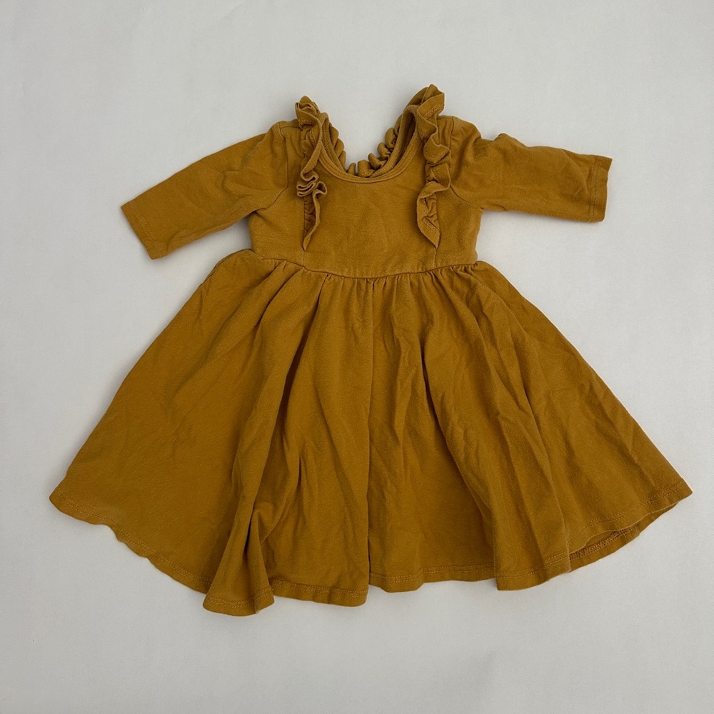 Adorable Ruffled Kids Dress in Mustard by Remie Girl